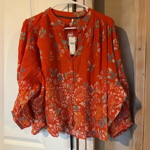 Anthropologie Pilcro Sydney Batwing Blouse Size Small New With Tags Floral Boho